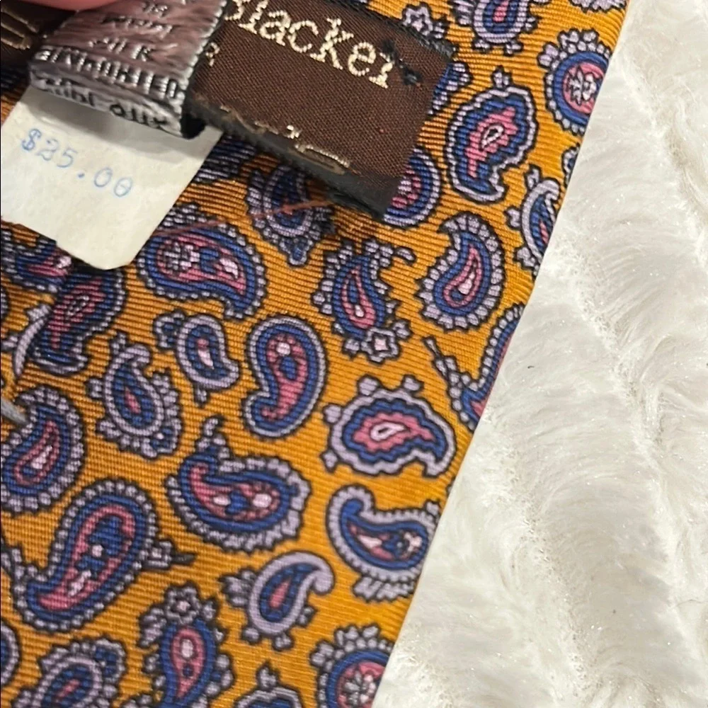 Vintage Stanley Blacker Sterns gold purple Blue Silk Paisley Tie men’s one size